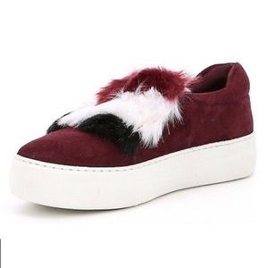 $150 J/Slides NY Alexi Suede Faux Fur Fashion Platform Sneaker Shoes
